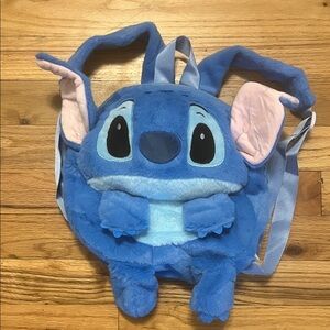Stitch Super Fluffy Blue Plush Backpack - New